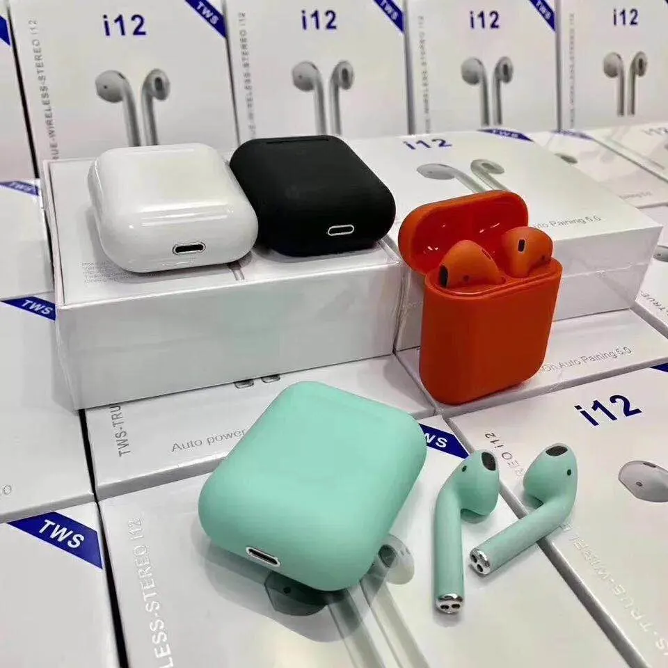 I12 Tws Wireless Earphone Mini Bluetooth Stereo Headset Sports Mobile Earphone with Charging Box Auto Connect Bluetooth Windows Pop up