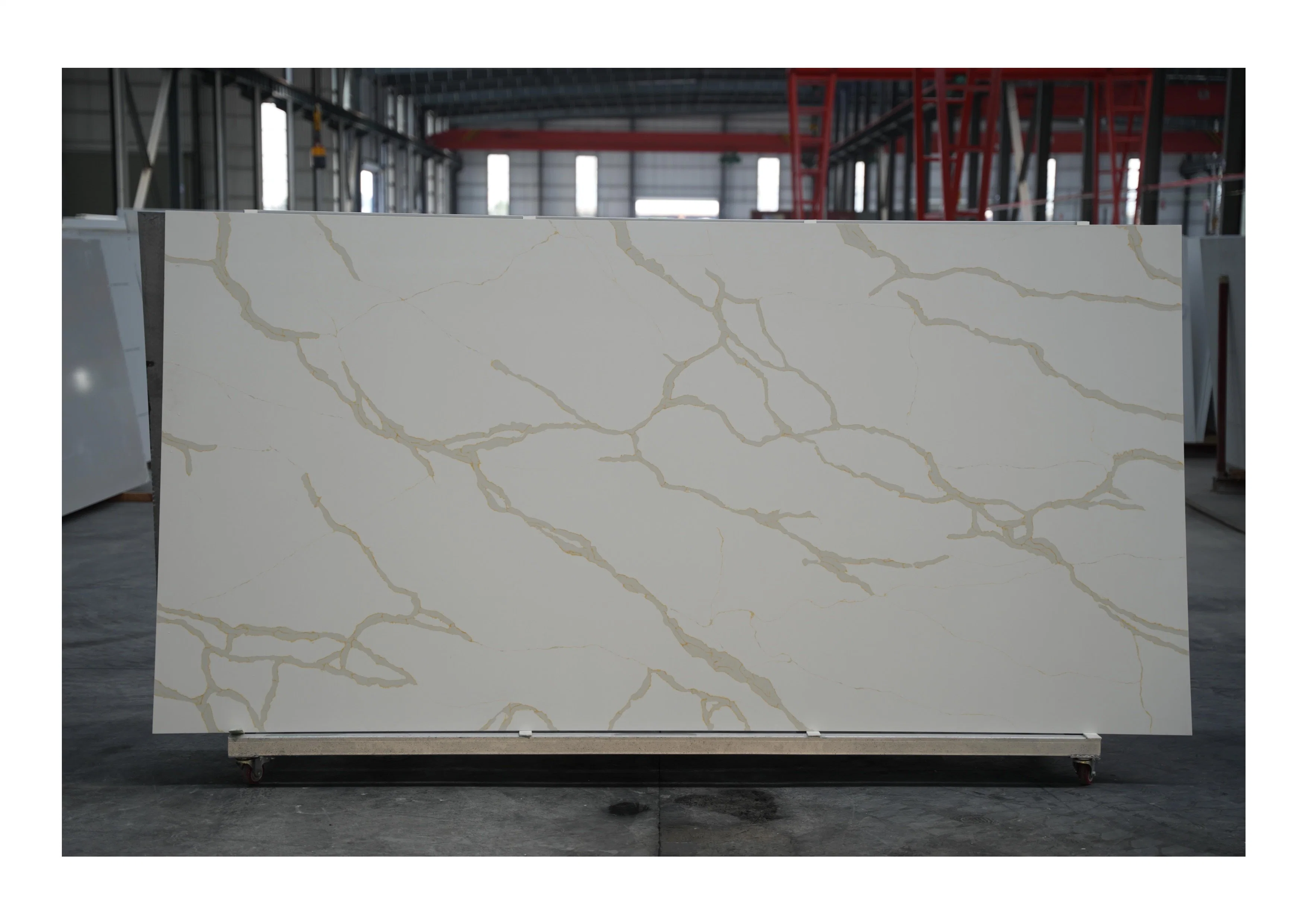 Artificial White Vein Calacatta Stone Slab White Quartz Solid Surface