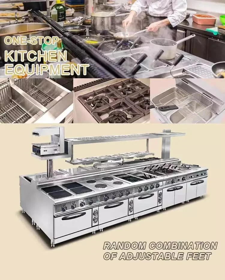 Heavybao Commercial Stainless Steel Cooking 4 Burner Gas Ranges Gas Cooking Combination for Restaurant