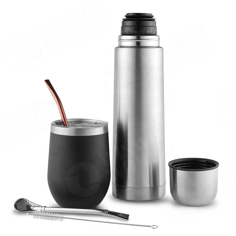 Yerba Mate Tee natürlich Gourd Tasse Set Braun mit Mate Strohhalm- Und Reinigungsbürste