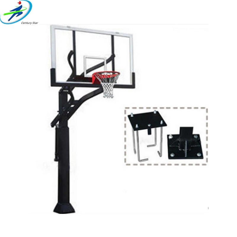 Vidrio templado Tablero de Baloncesto Baloncesto regulable en altura Aro de soporte con piso/corte/valla