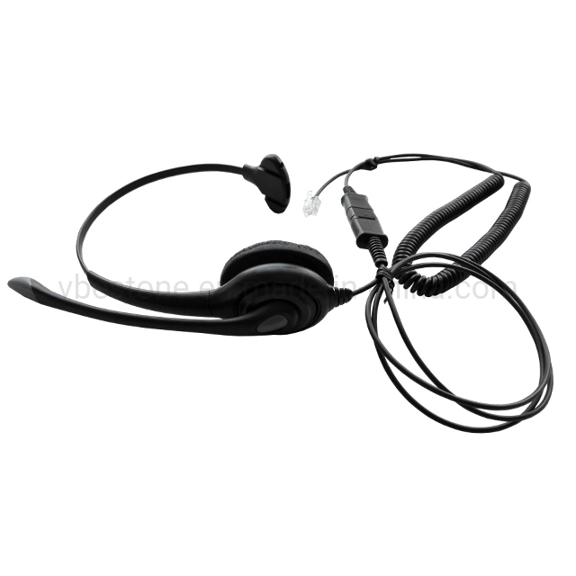 Computer Mono Wired Office Single Ear Microphone Call Center Headset Noise Cancelling with Remote