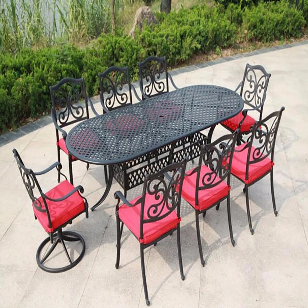 Luxury Aluminum Patio Dining Set Outdoor 6 Seats Cast Aluminium Garden Furniture