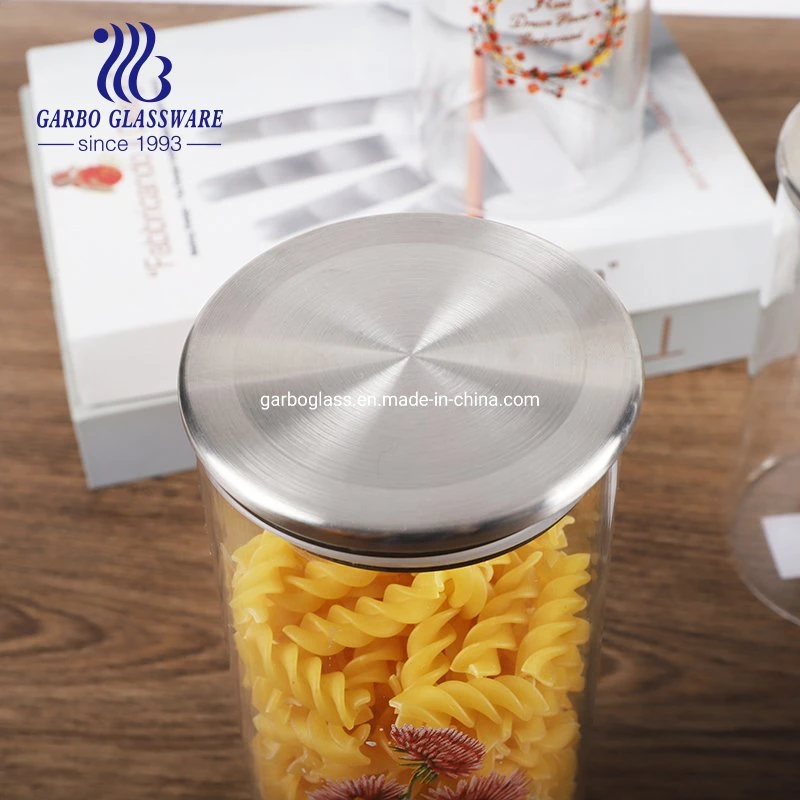 China Glassware Factory 500ml 1L 1200ml 1500ml 2L Transparent Borosilicate Glass Kitchenware Food Storage Jar with Hermetic Seal Lid