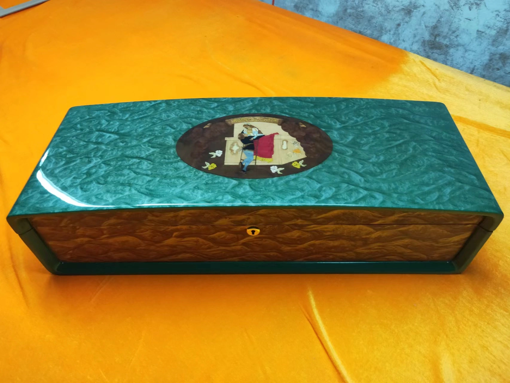 Piano de luxe en bois Peinture Boîte à cigares Humidor Logo personnalisé espagnol emballage en bois de cèdre Boîte à cigares