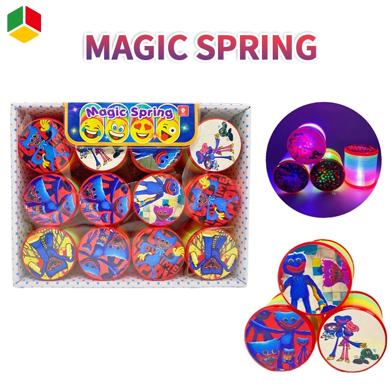 QS Amazon Hot Sale Rainbow Circle Toy Children&prime; S Educational Elasticity Big Kids Show Balance Colorful Spring Circle Toy for Kids with Light