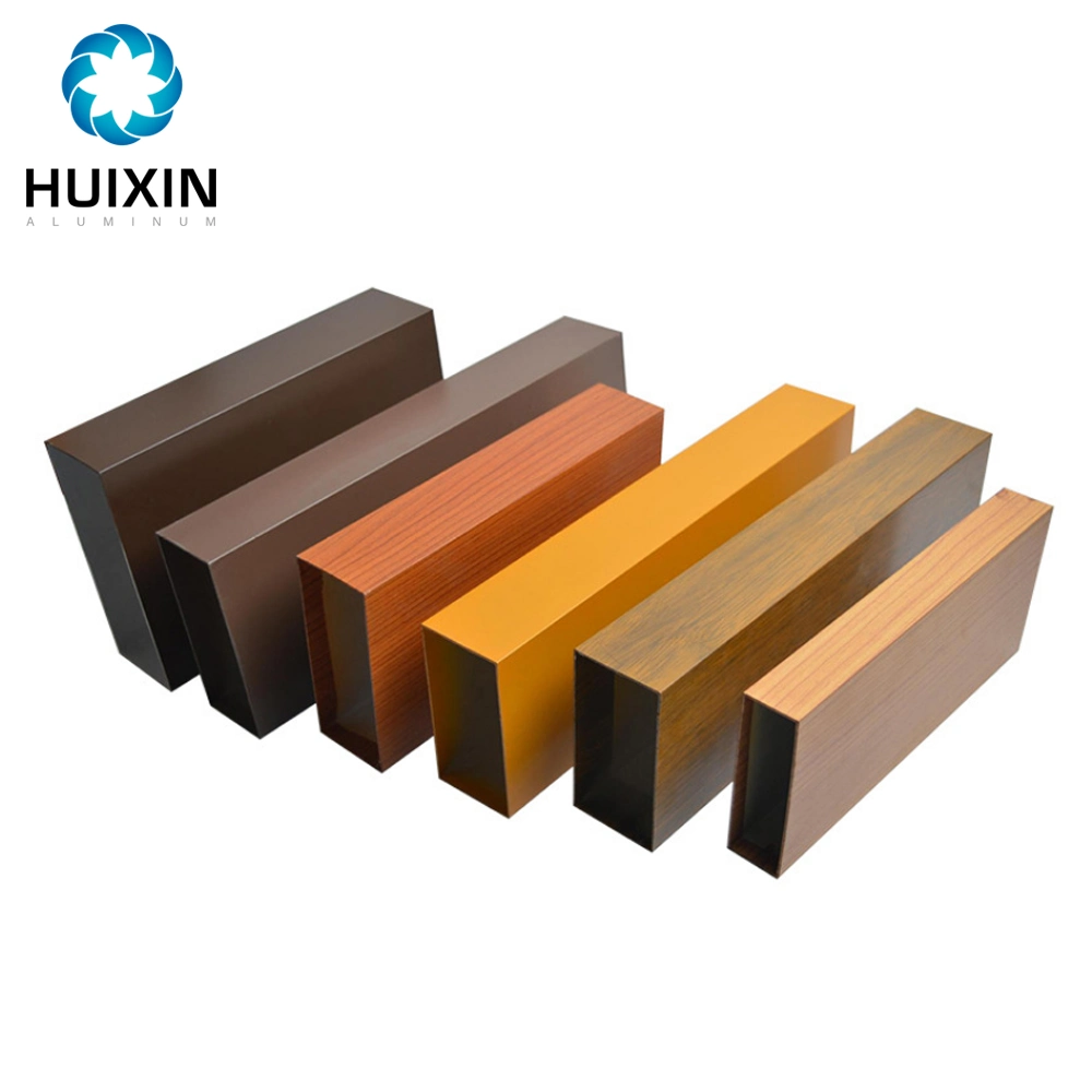 Custom Wood Grain Aluminum Alloy Extruded Rectangular Tubular for Ceiling