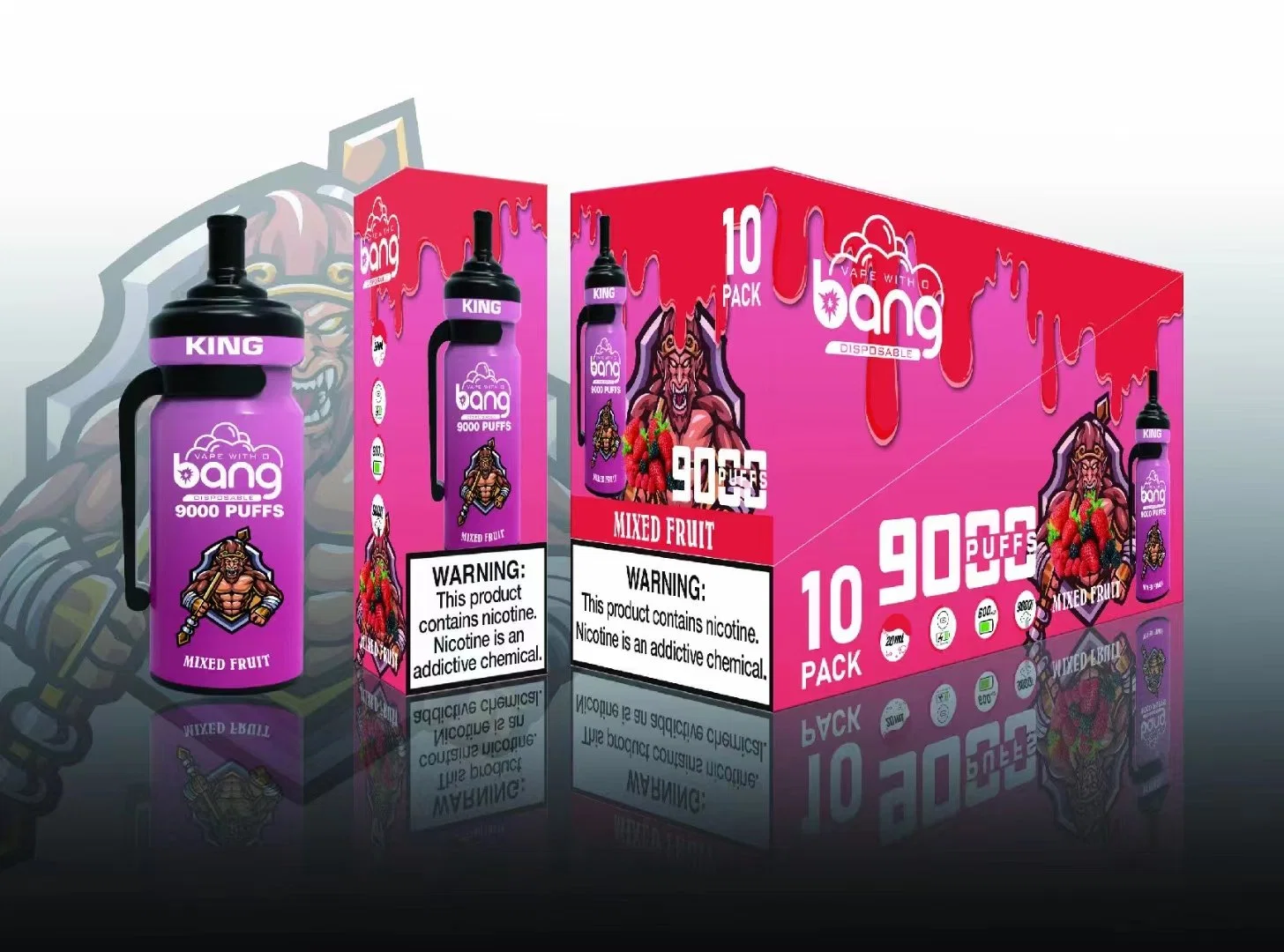 Bang King 9000 Puff E Cigarette Bc5000 Randm 7000/8000 Puffs vPro Rechargeable Vape 8000 12000 قلم Vape