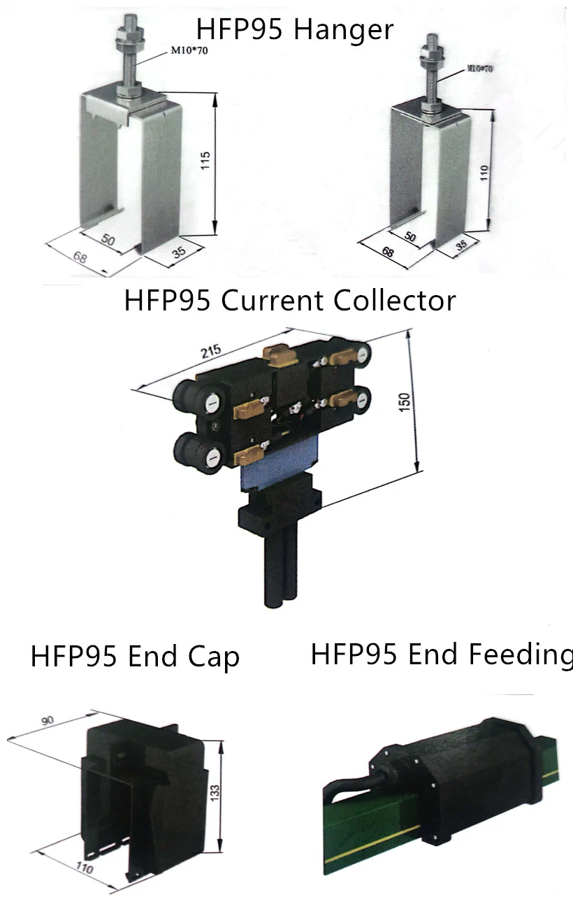 Hfp95 Power Rail 10pole Enclosed Conductor Busbar / Copper Conductor Bar