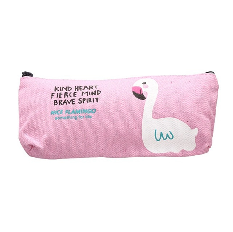 Customized Color Printed Fashion Eco-Friendly Durable Fabric Office Students Drawing Packaging Storage Calico Canvas Cotton Pouch Children Pencil Box Zipper Bag