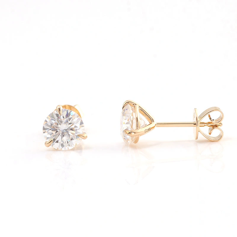 Provence Classic Fashion Stud Earrings 18K Yellow Gold 2 Carat Moissanite Diamond Stud Earrings Women Jewelry