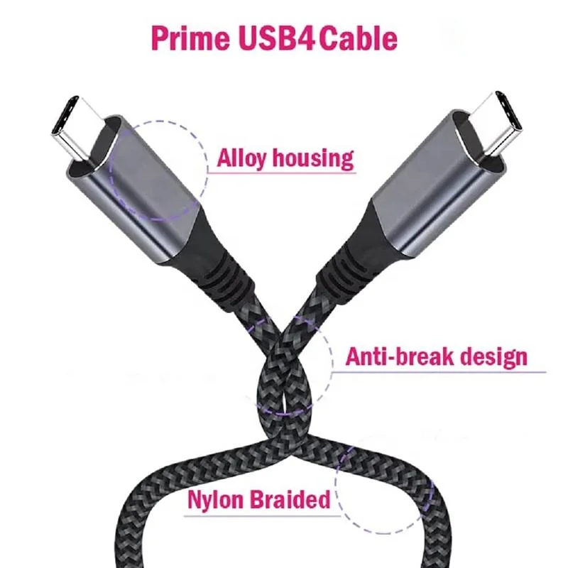 240W Pd Fast Charging High Speed USB 4.0 Data Cable with Type-C Connector