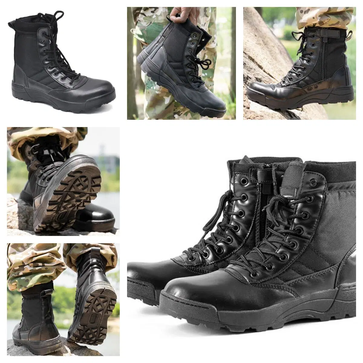 Kango Outdoor Military Army Tactical Combat Training Boots Men Durable Waterproof Police Desert Camouflage Leather Jungle Anti Slip Safety Shoes Hiking Hunting