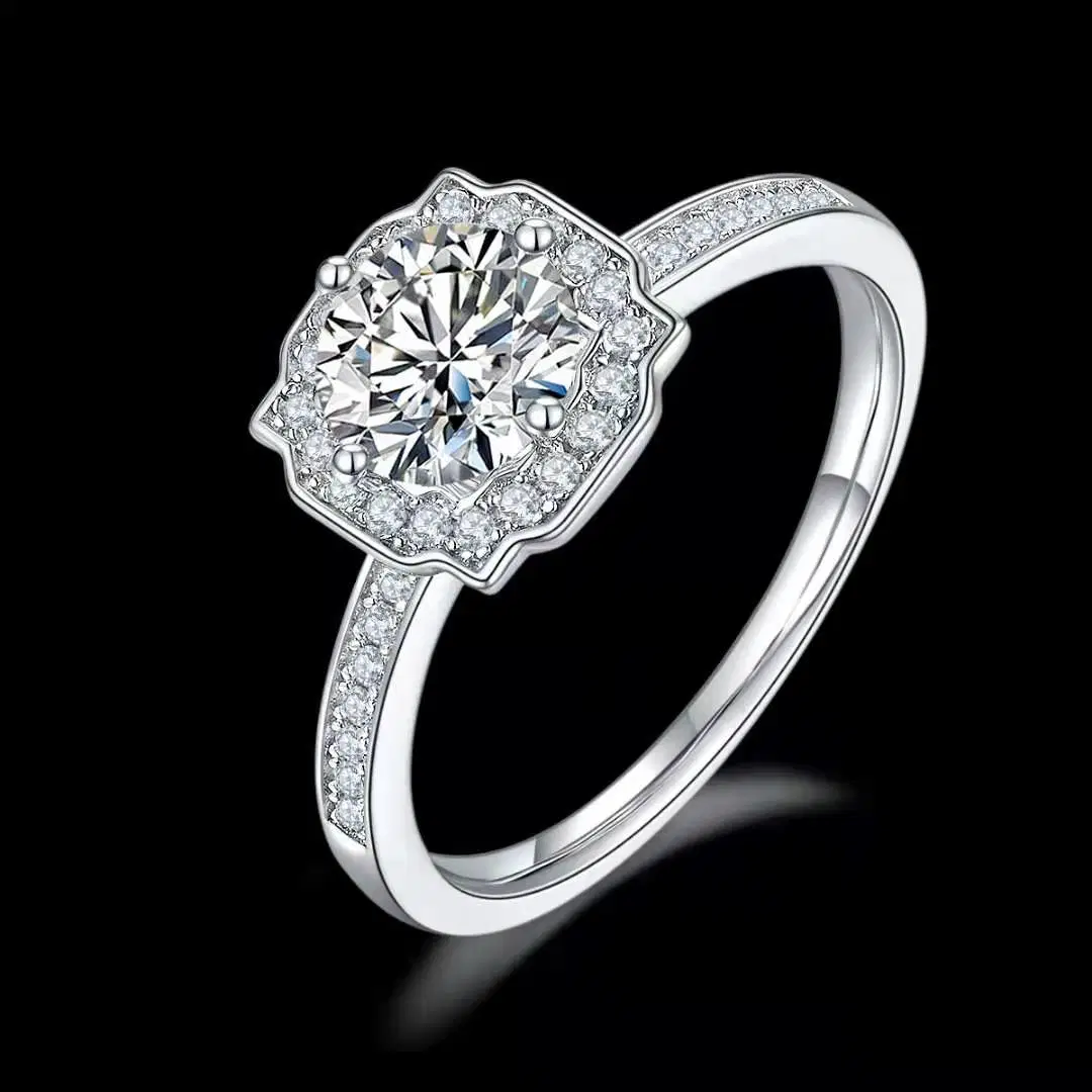 14K White Gold Moissanite Diamond Ring Trillion Cut 5 Carat