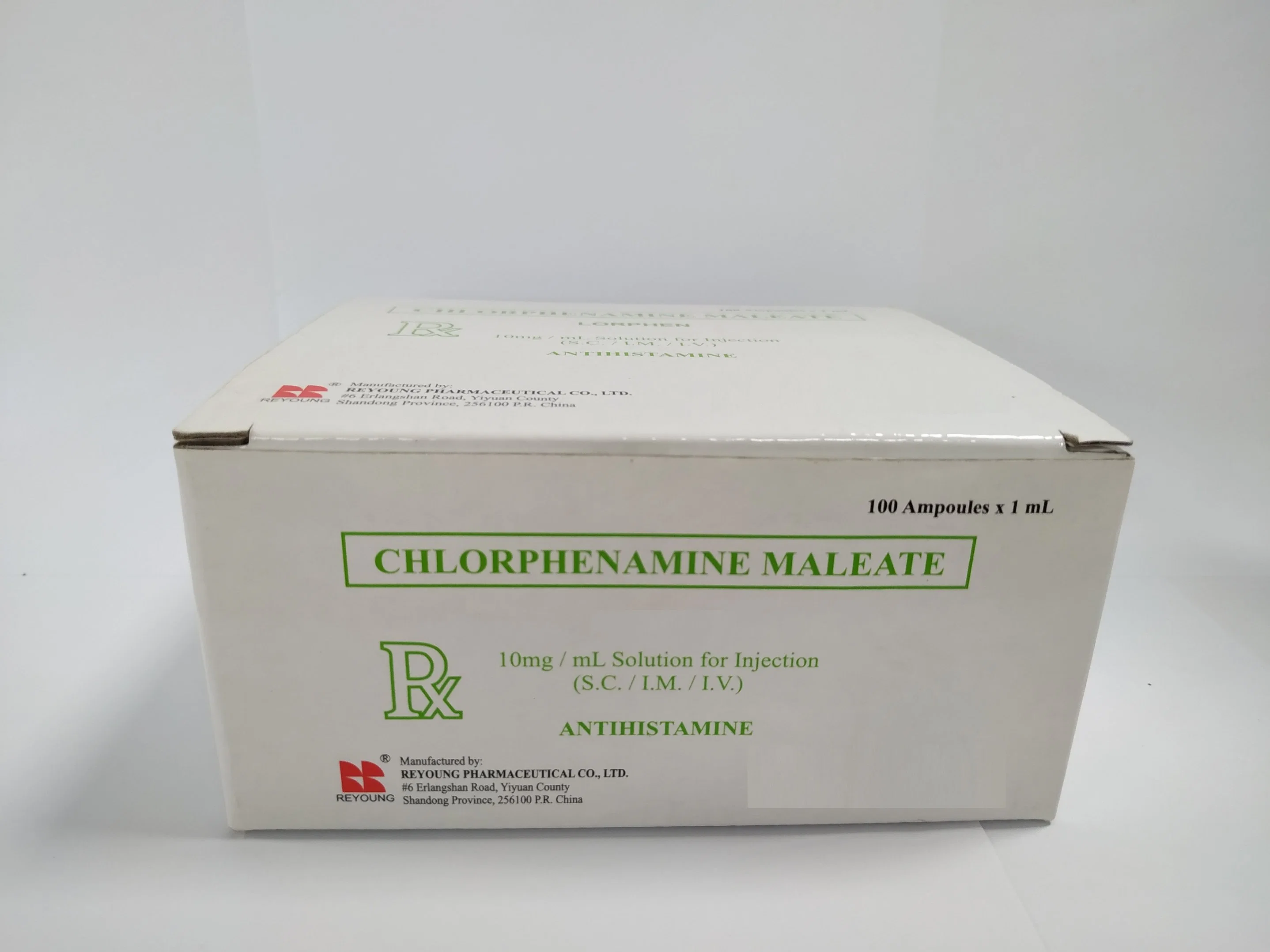 Injection de produits pharmaceutiques Chlorphenamine sous forme de maléate 1 ml/10mg avec certificat GMP de haute qualité