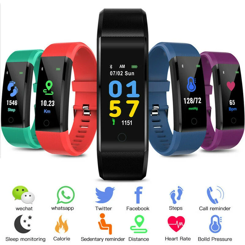 115 Plus Fitness Tracker Activity Health Smart Bracelet with Thermometer Fuction