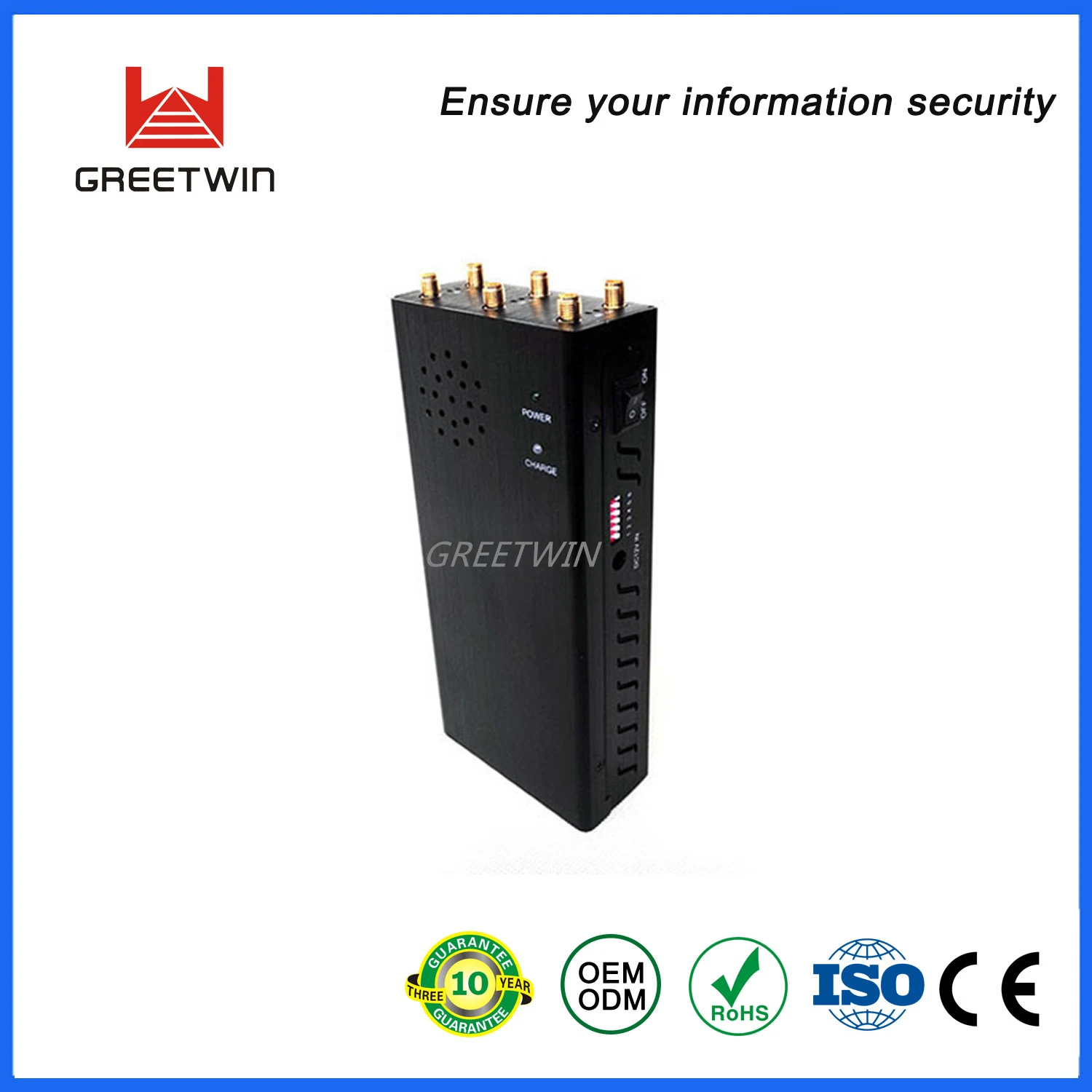 5W High Power Cell Signal Blocker, 2g 3G Mobile Cell Phone Jammer with 6 Antennas