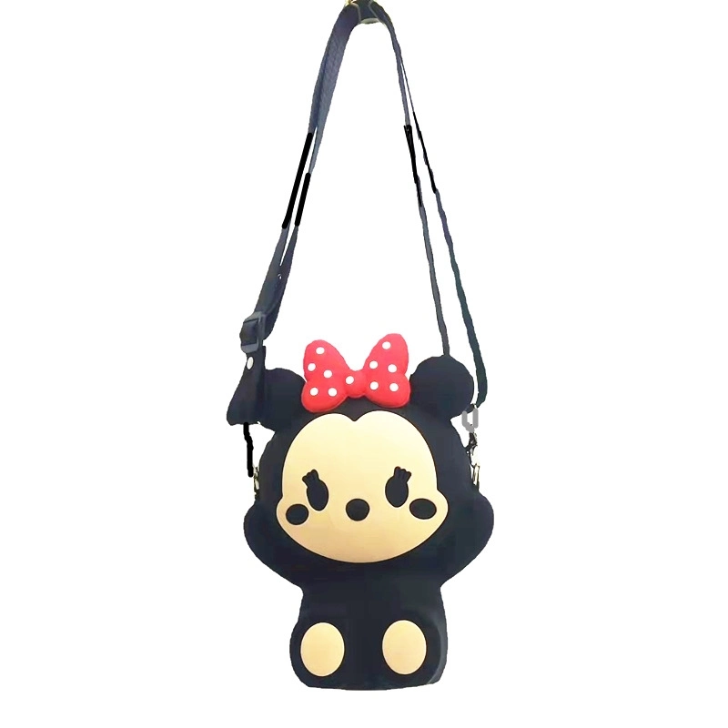 Cute 3D Mickey Silicone Shoulder Bag Silicone Mickey Sling Mobile Phone Bag with Straps