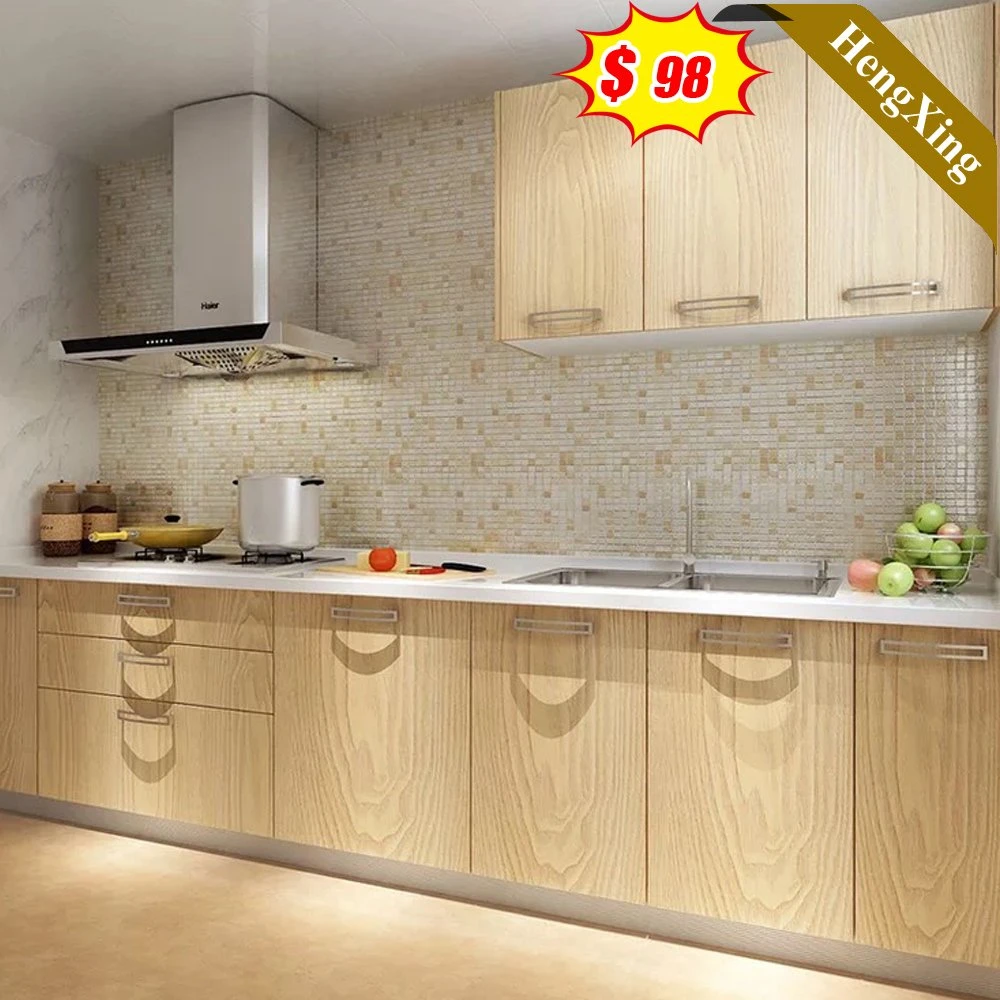 Hot Sell New Quality Home Furniture Aisle Shape Kitchen Set with Bar Big Cabinets