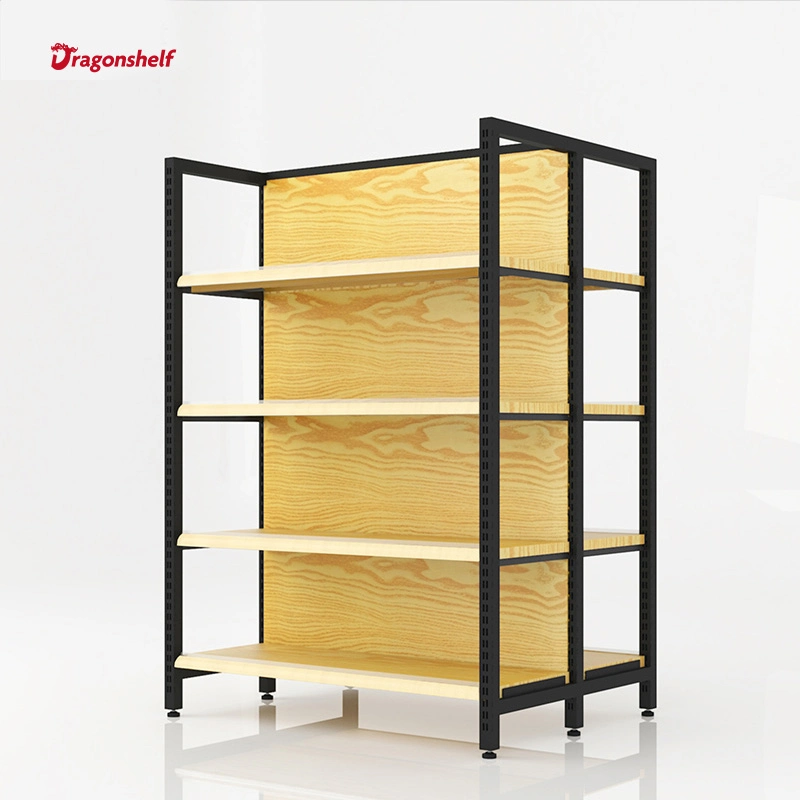 High quality/High cost performance  Supermarket Manufacturer Four-Column Shelf Gondola Wood Grain Shelving