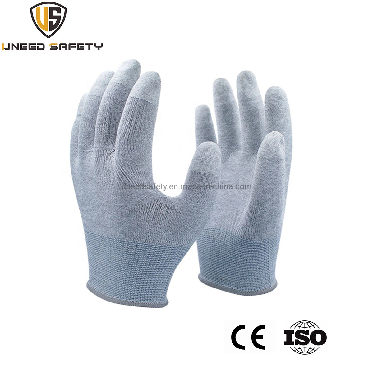 Guantes de trabajo de seguridad recubiertos duraderos de nylon con palma de PU blanco para trabajos industriales sin costuras.