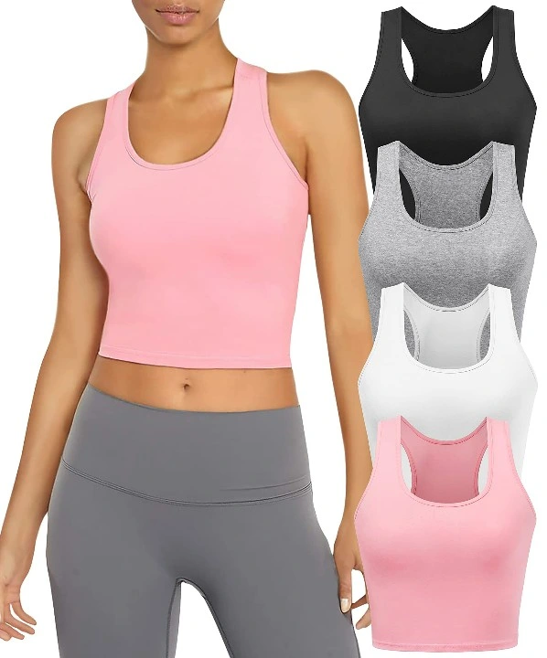 High quality/High cost performance Cotton Workout Crop Tank Women Athletic Shirts Racerback Yoga Top