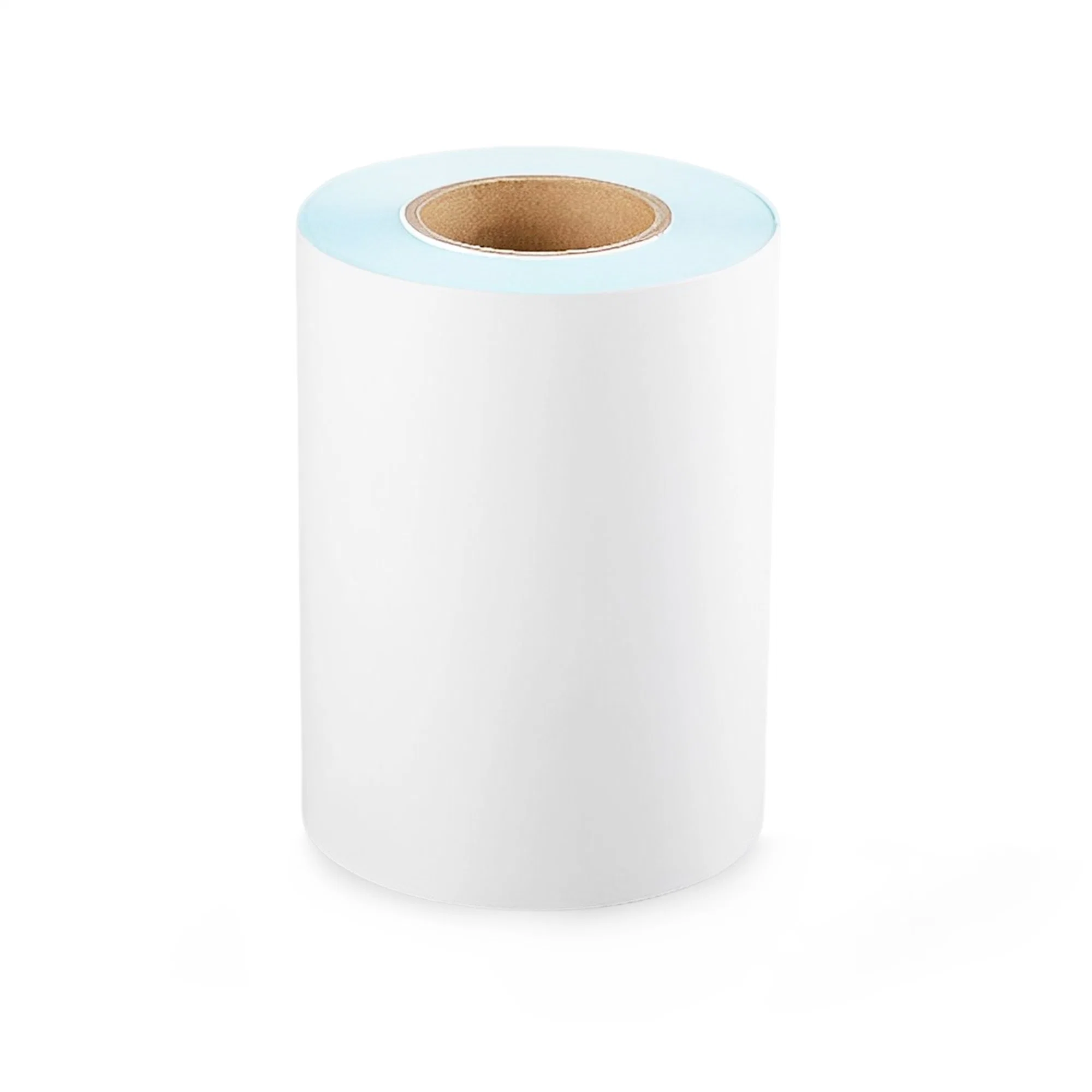 Self Adhesive Direct Thermal Label Material in Jumbo Roll for Shipping Logistics Sticker Label-70gthermal Paper/16g Hot Glue/58g Blue Glassine