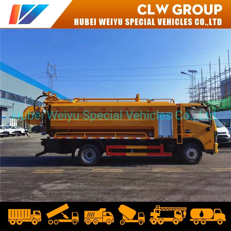 Dongfeng Duolicar 7000liters 7cbm 7m3 Vacuum Sewage Suction Truck Sewer Tank Truck Septic Tank Truck with High Pressure Water Cleaning System