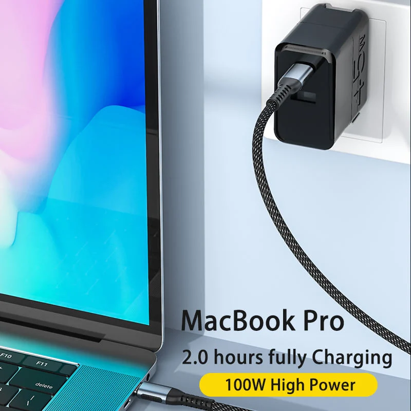 وصول جديد USB 2.0 20 جيجابايت 100 واط PD 5A USB C إلى كبل USB من النايلون المضفر للكمبيوتر المحمول MacBook لمدة كابل وحدة التحكم بالألعاب