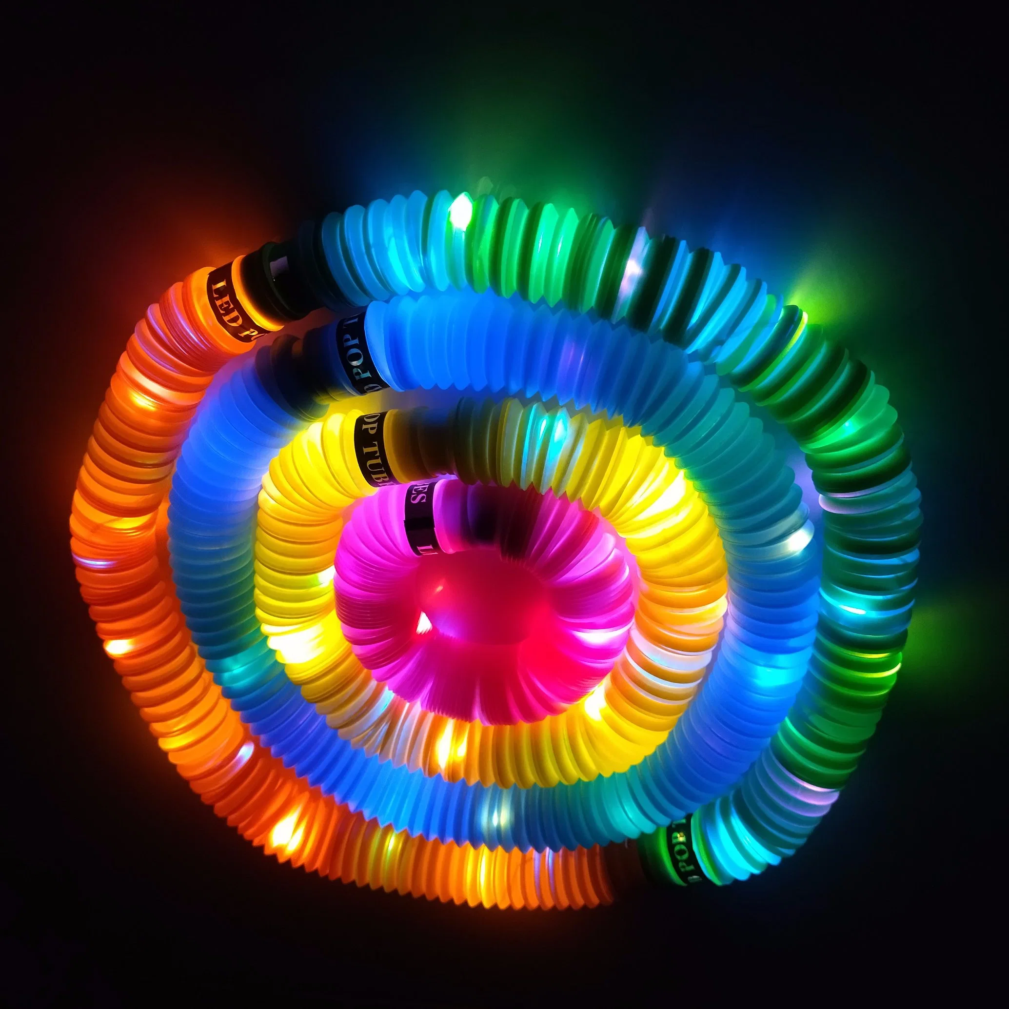 Plástico Colorful Stretch decompresión tubo Juguetes LED tubo pop Juguetes