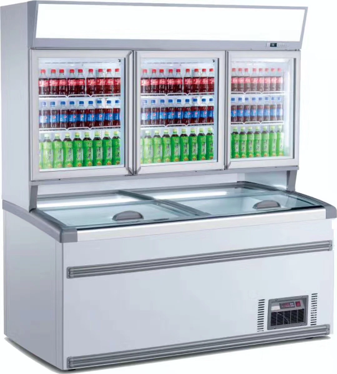 Supermercado el pecho y la combinación de la pantalla de alimentos congelados vertical congelador