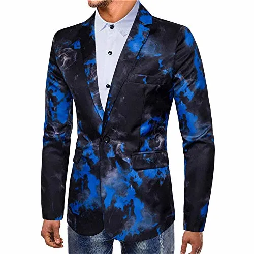 Chaqueta de traje Mens Slim Fit imprime un botón floral Blazer chaqueta deportiva casual