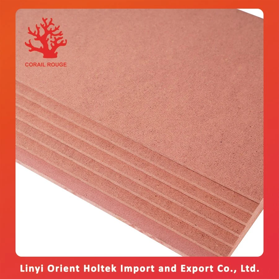 Wholesale/Supplier Price Red Colours E1 Flame Retardant Board Sheet Woods 18mm Boards Fireproof MDF