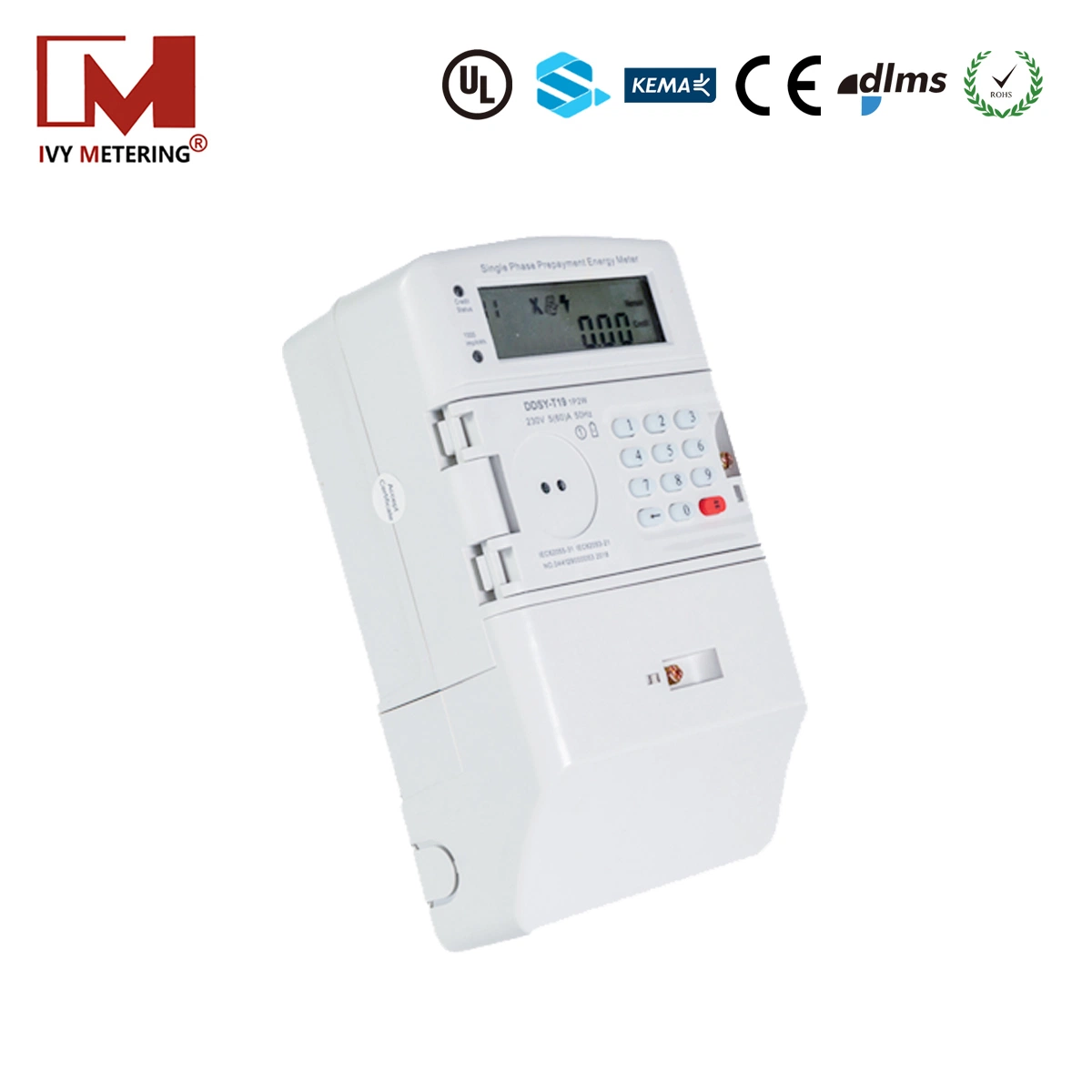 Phase unique GPRS Kwh Smart Compteur d'électricité prépayées 100A 50Hz