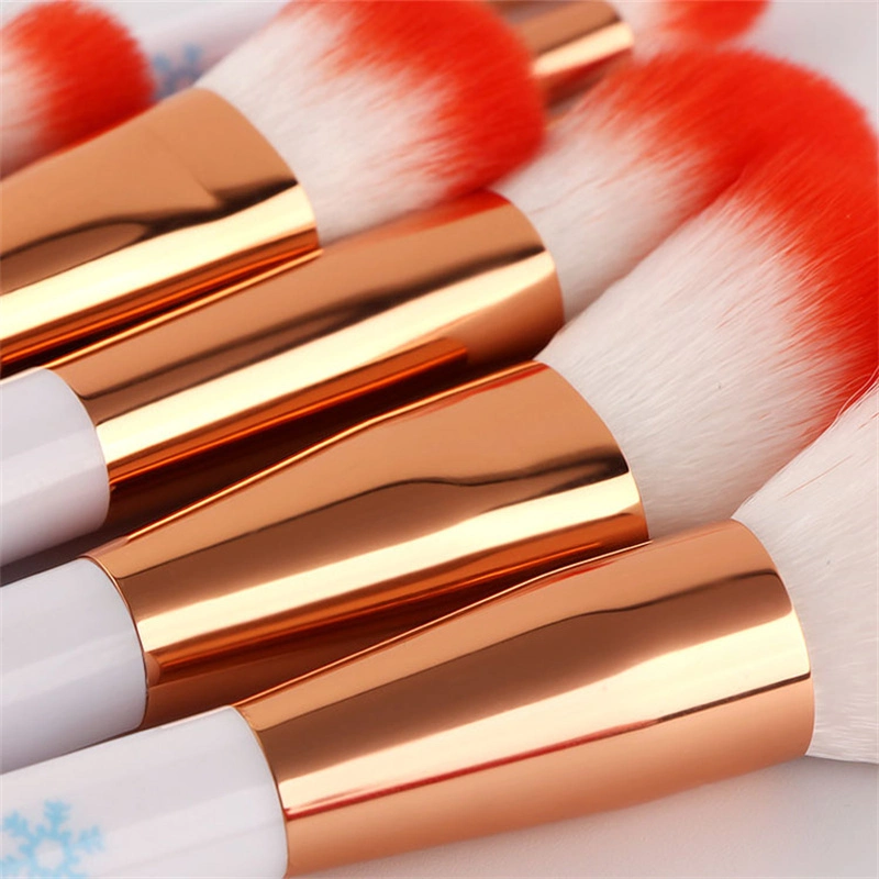 10 PCS Cor de Natal compõem o Natal da Brush Dome Conjuntos de escovas de maquilhagem Gift Cosmetic Tools