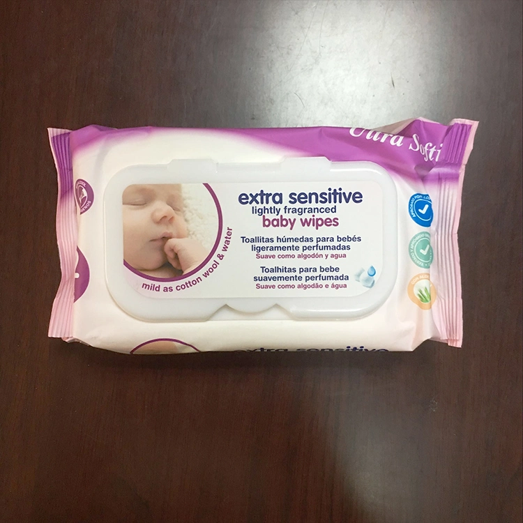 Lingettes pour bébé en tissu échantillon gratuit lingettes pour peau sensible lingettes pour bébé Emballage individuel sans alcool