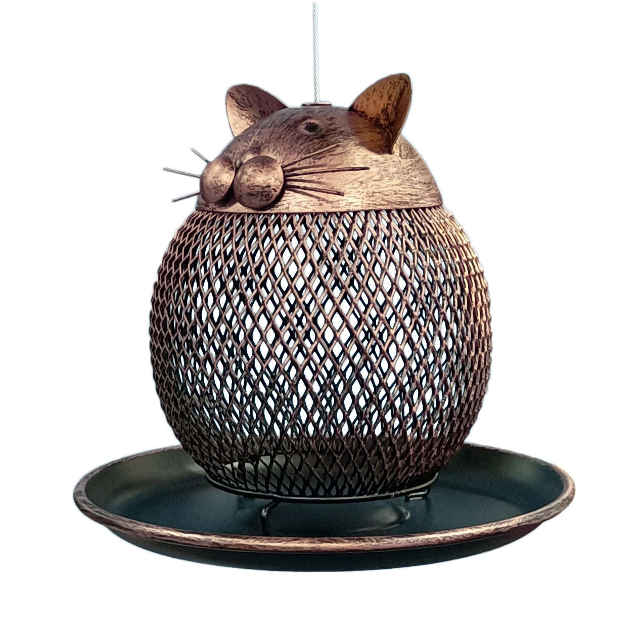 Bird Feeder Hanging Metal Wild Bird Feeders Cat Shape Metal Mesh Bird Feeder for Garden Yard Decoration Outdoor Wbb17983