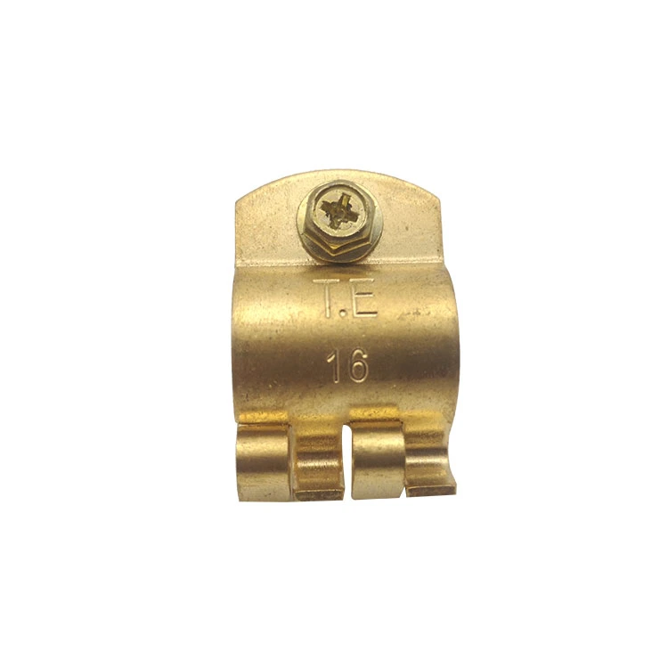 Customized Logo Brand 16mm Copper Wire Earth Steel Rod Clamp 16mm Brass Cable Clip