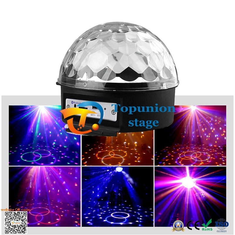 9 Color rotación Bluetooth Magic Ball Light Control remoto sonido Activación de la luz de efecto de cristal de DJ