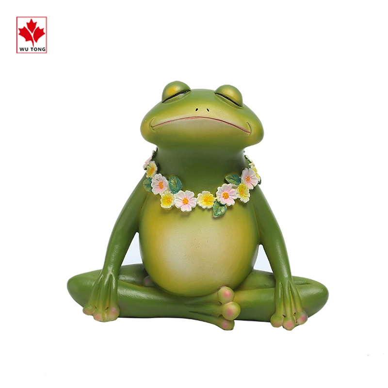 Custom Funny Resin Yoga Green Frog Garden Decoration