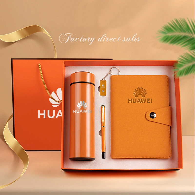 Luxury Office Business Logo Promotional Gift Set with Pen USB Vacuum Cup Notebook Diary