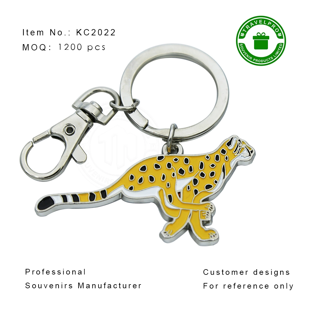 Souvenirs Manufacturer Custom Diecast Animals Leopard Logo Souvenir Metal Charm Keychain