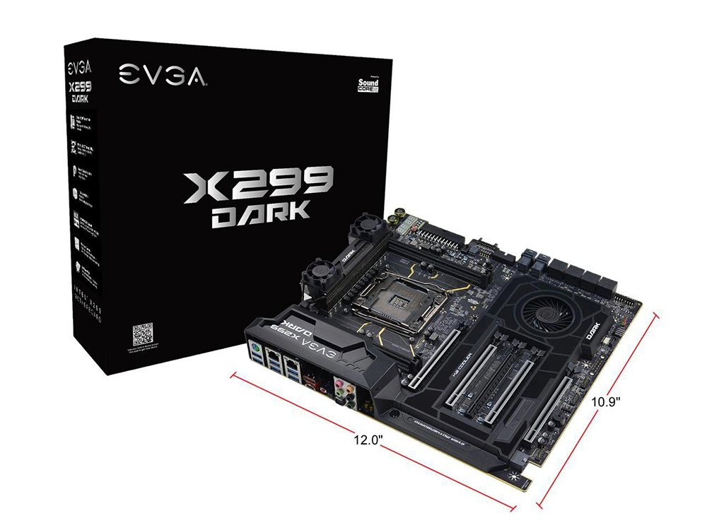 Evga X299 Dark، 151-SX-E299-KR، LGA 2066، Intel X299، SATA 6 جيجا بايت/ثانية، USB 3.1، USB 3.0، Eatx، اللوحة الأم من Intel