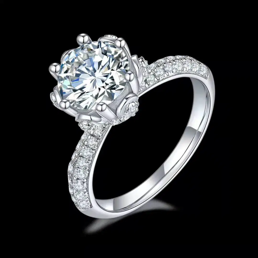 14K White Gold Moissanite Diamond Ring Trillion Cut 5 Carat