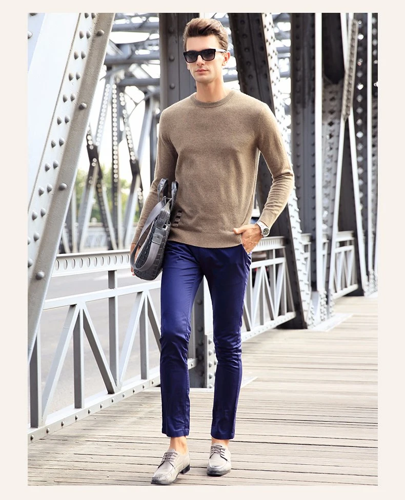 Men's Classic Cashmere Fashion Sweater with Round Neck