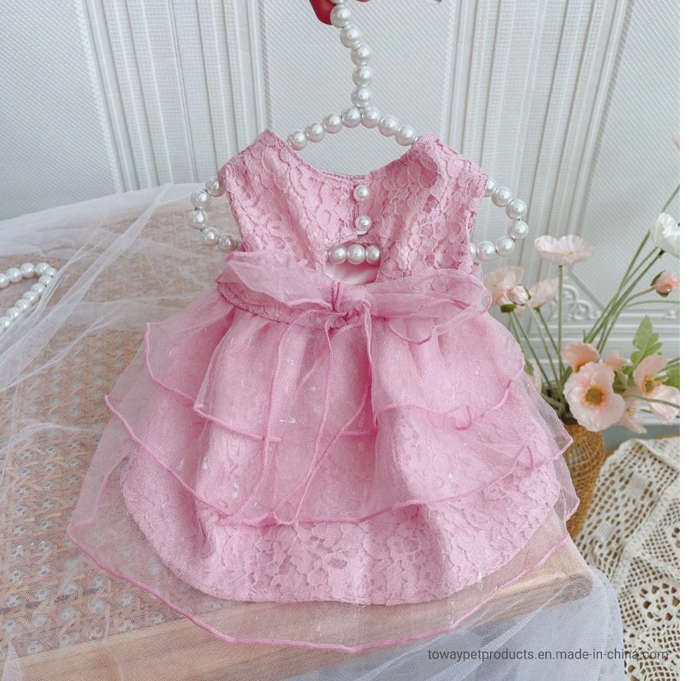 Veil Lace Bowknot Pup Products Pet Clothes Dog Dress