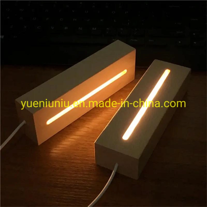 Recargable de buena calidad de la luz de la Noche de Luz LED regulable de madera de haya de acrílico de base para