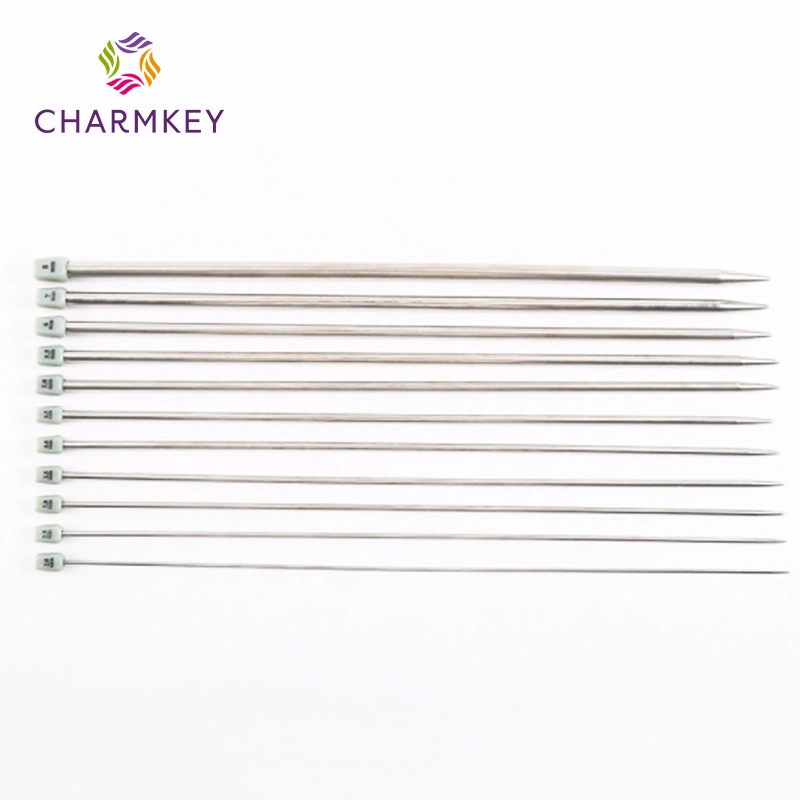 2mm-8mm 35cm 11pair DIY Craft Knitting Tools Stainless Steel Hollow Single Pointed Sweater Straight Knitting Needle Kit Set