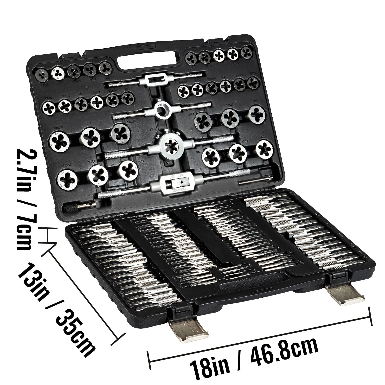 Toca y troqueles y herramientas de tubo con rosca métrica de retroceso Alemania Professional 110PCS grifos SAE carburo muere en el Kit de pulg.