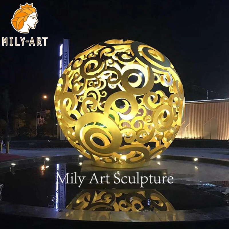 Escultura de bolas de iluminación de acero inoxidable de metal grande a medida para la venta